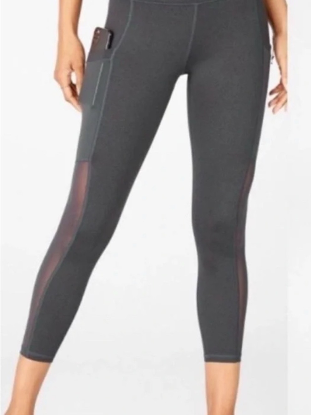 Fabletics High-Rise Mesh-Panel Active leggings in Charcoal